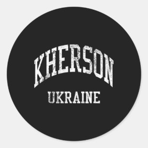 Kherson Ukraine Retro 70s College Sports Style Classic Round Sticker