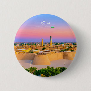 Khiva, Uzbekistan - Ancient Fortress Skyline 6 Cm Round Badge