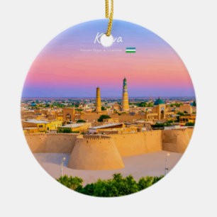 Khiva, Uzbekistan - Ancient Fortress Skyline Ceramic Ornament