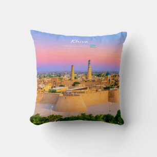Khiva, Uzbekistan - Ancient Fortress Skyline Cushion