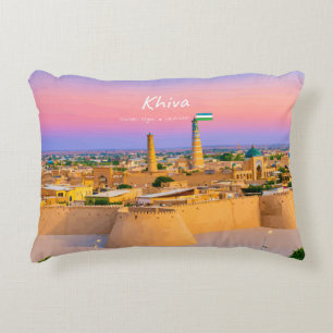 Khiva, Uzbekistan - Ancient Fortress Skyline Decorative Cushion