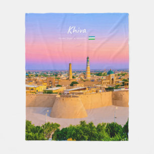 Khiva, Uzbekistan - Ancient Fortress Skyline Fleece Blanket