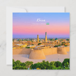 Khiva, Uzbekistan - Ancient Fortress Skyline Invitation