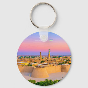 Khiva, Uzbekistan - Ancient Fortress Skyline Key Ring