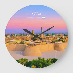 Khiva, Uzbekistan - Ancient Fortress Skyline Large Clock
