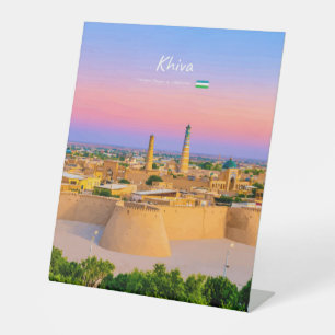 Khiva, Uzbekistan - Ancient Fortress Skyline Pedestal Sign