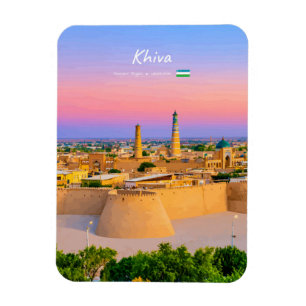 Khiva, Uzbekistan - Ancient Fortress Skyline Round Magnet