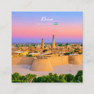 Khiva, Uzbekistan - Ancient Fortress Skyline Square Business Card