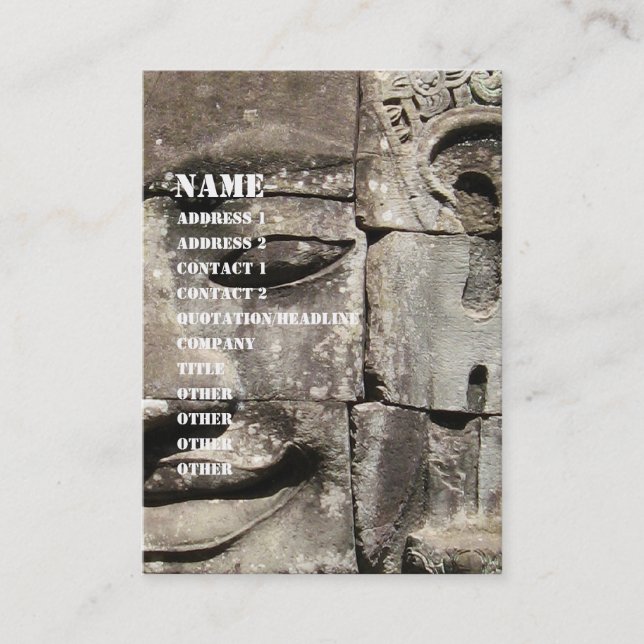 Khmer Stone Face ... Bayon Temple, Cambodia Business Card (Front)