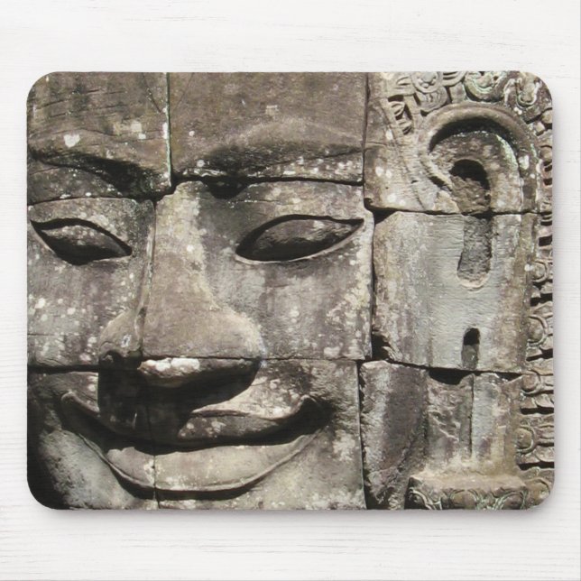Khmer Stone Face ... Bayon Temple, Cambodia Mouse Pad (Front)