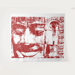 Khmer Stone Face ... Bayon Temple, Cambodia Tapest Tapestry