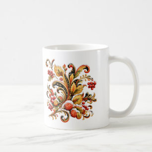 Khokhloma Christmas Mug — Russian Folk Art Winter