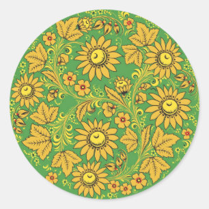 Khokhloma (Hohloma) Russian Art Workshops Classic Round Sticker