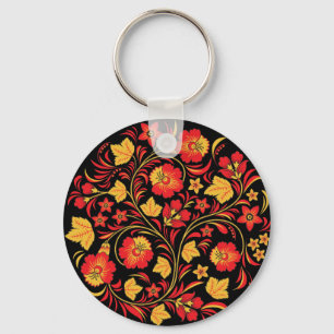 Khokhloma Hohloma Russian Folk Art Keychain