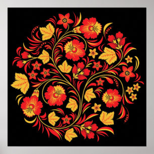 Khokhloma Hohloma Russian Folk Art Poster