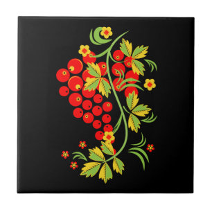 Khokhloma pattern ceramic tile