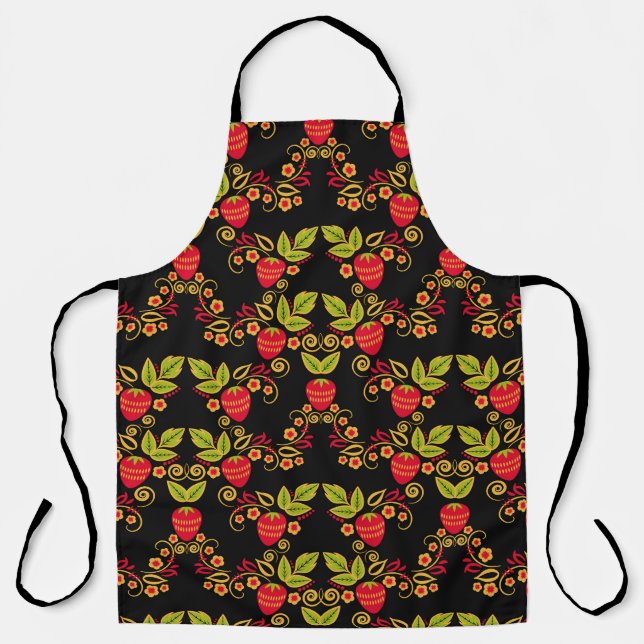 Khokhloma Russian Berries: Traditional Style Apron (Front)