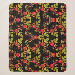 Khokhloma Russian Berries: Traditional Style Sherpa Blanket