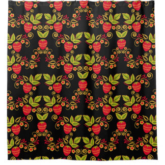 Khokhloma Russian Berries: Traditional Style Shower Curtain