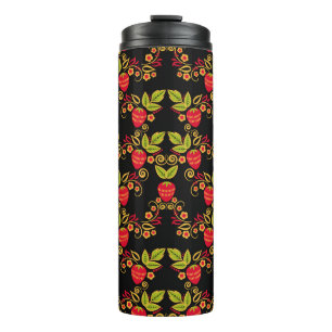 Khokhloma Russian Berries: Traditional Style Thermal Tumbler