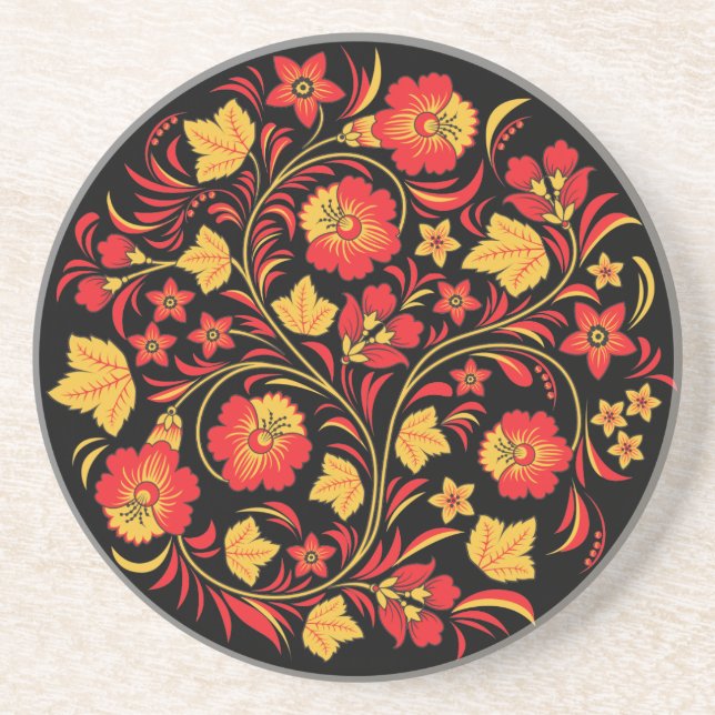 Khokhloma Russian Folk Art Coaster (Front)