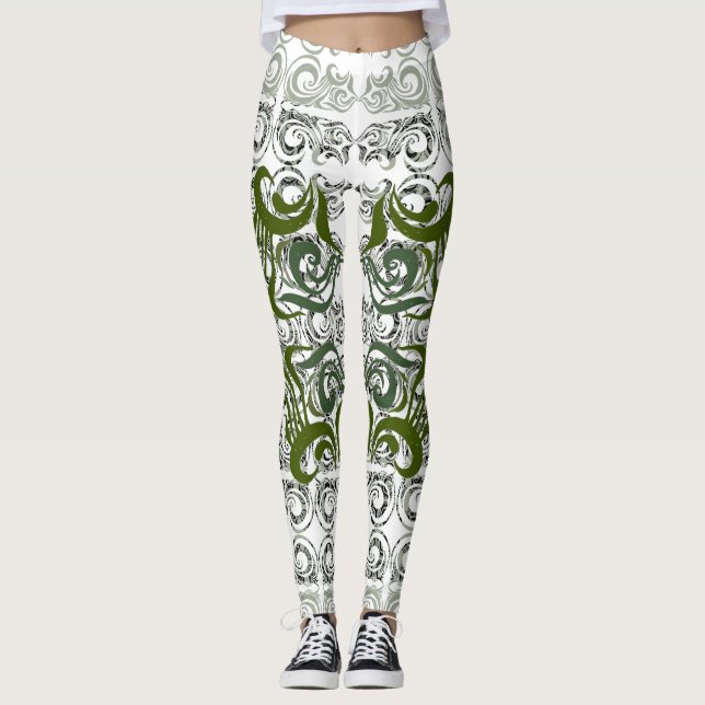 Khokhloma Seaweed Pattern Leggings (Front)