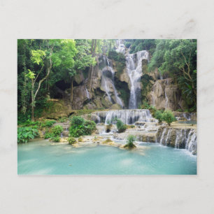 Khoung Si Falls, Forest Waterfall, Laos Postcard