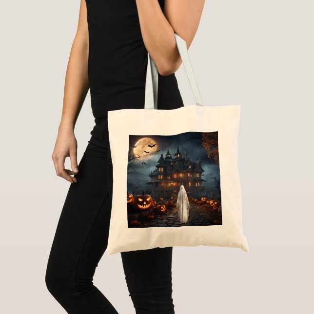 KHS Halloween Haunted House with Ghost Tote Bag (Front (Product))