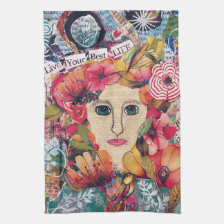 KHS Women Mixed Media Inspirational Art Tea Towel