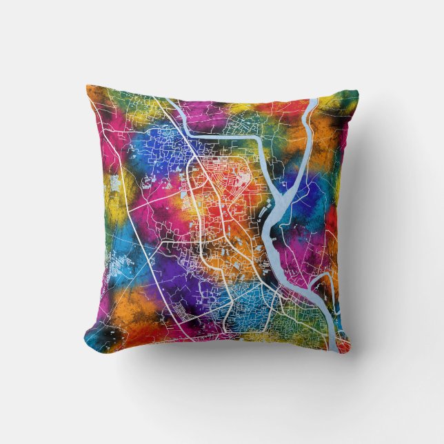 Khulna Bangladesh City Map Cushion (Front)