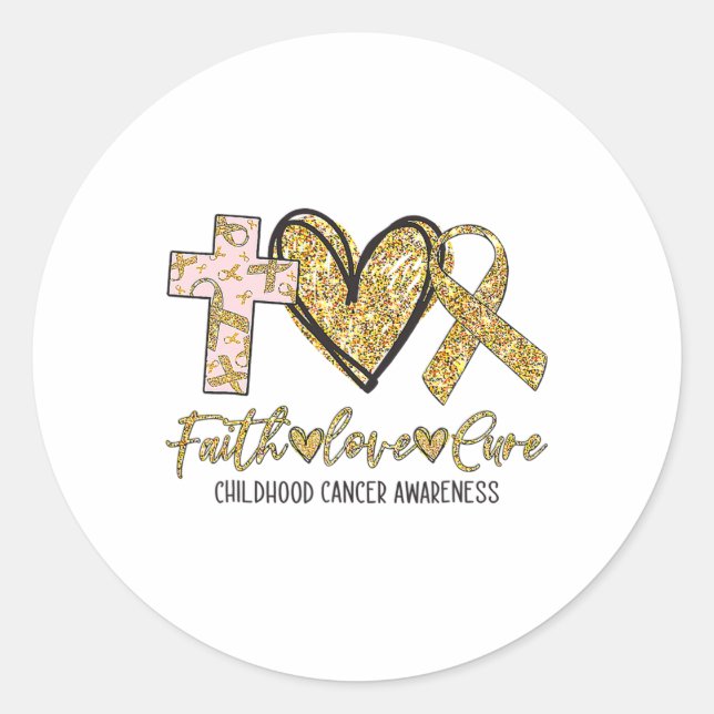 Ki Childhood Cancer Awareness Costume Faith Love C Classic Round Sticker (Front)