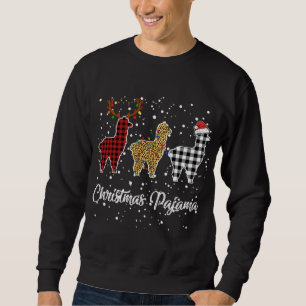 Ki Cute Llama Christmas Pajama Leopard Plaid Print Sweatshirt