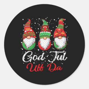 Ki God Jul Uff Da Swedish Merry Christmas Gnome Co Classic Round Sticker