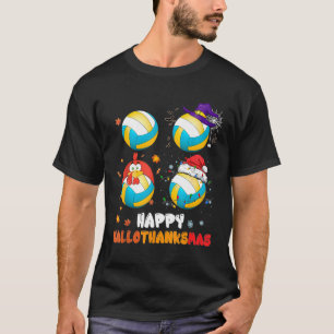 Ki Hallothanksmas Volleyball Halloween Thanksgivin T-Shirt