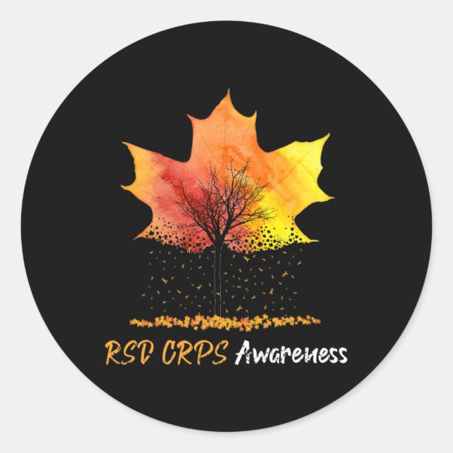 Ki Maple Leaf RSD CRPS Awareness Costume Orange Ri Classic Round Sticker (Front)