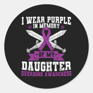 Ki Purple Ribbon Overdose Awareness Month Costume  Classic Round Sticker