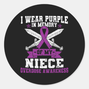 Ki Purple Ribbon Overdose Awareness Month Costume  Classic Round Sticker