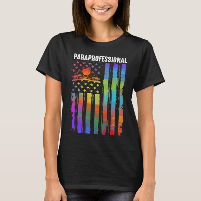 Ki Tie Dye US Flag Paraprofessional Costume Back T T-Shirt (Front)
