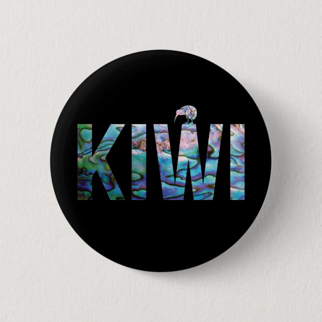 KIA ORA KIWI GREETING 6 CM ROUND BADGE (Front)
