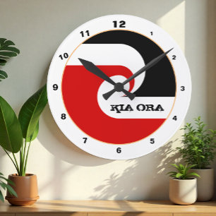 Kia Ora & Maori Flag New Zealand fashion /design Round Clock