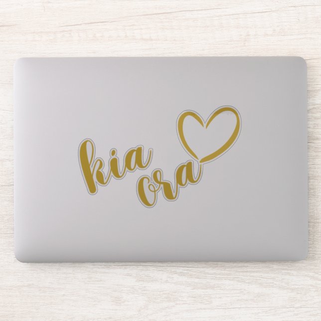 KIA ORA MAORI LANGUAGE GREETING GOLD SCRIPT HEART  (Computer)