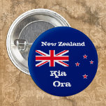 Kia Ora & New Zealand Flag fashion / New Zealand 3 Cm Round Badge<br><div class="desc">Buttons: New Zealand Flag & Kia Ora greeting,  New Zealand fashion - love my country,  travel patriots / sports fans</div>