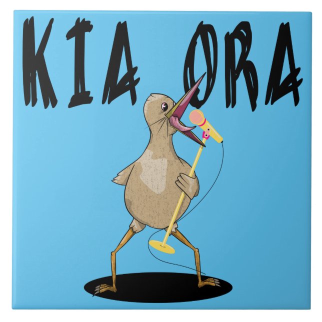Kia ora New Zealand Maori Language Ceramic Tile (Front)