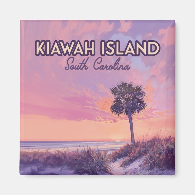 Kiawah Island South Carolina Beach Palm Tree Magnet (Front)