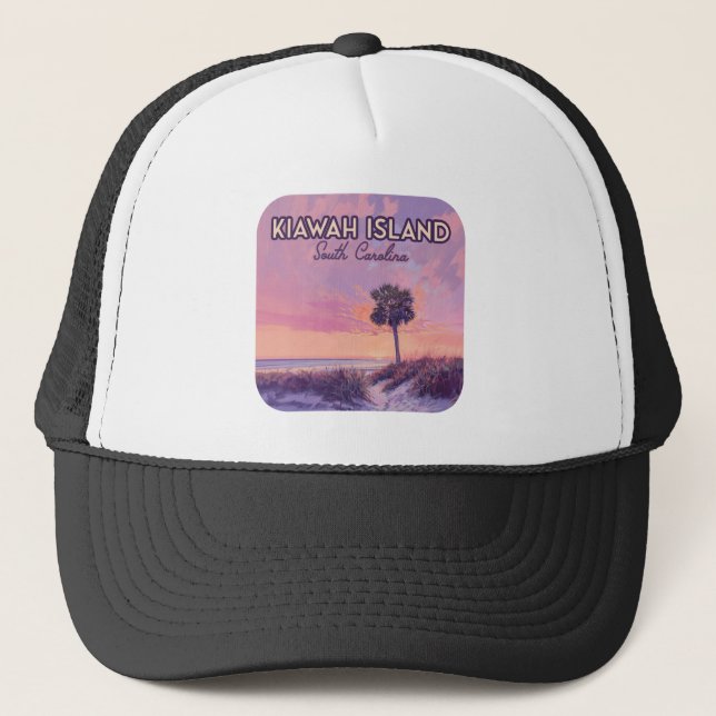 Kiawah Island South Carolina Beach Palm Tree Trucker Hat (Front)
