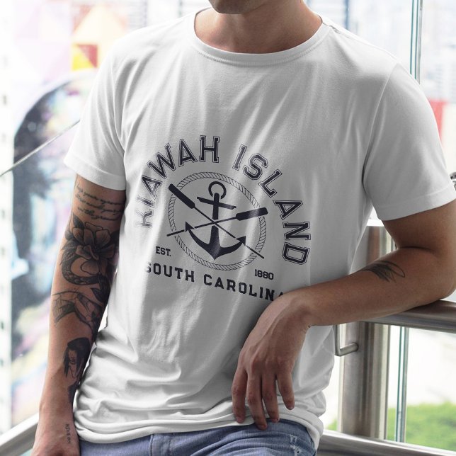 Kiawah Island South Carolina Navy Oars Anchor T-Shirt (Creator Uploaded)