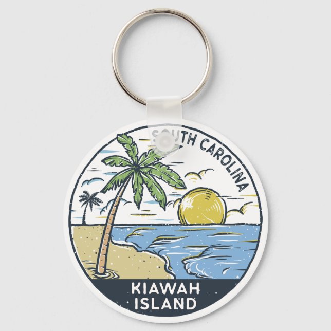 Kiawah Island South Carolina Vintage Key Ring (Front)