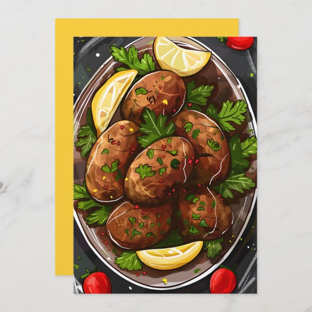 Kibbeh Mediterranean Delight Arabic Food كبة Invitation (Front/Back)
