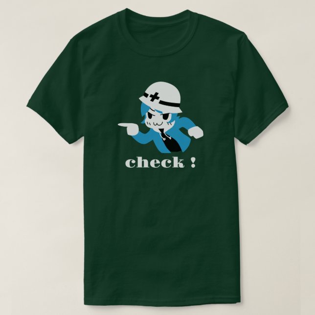 Kibo-chan pointing and checking T-Shirt (Design Front)