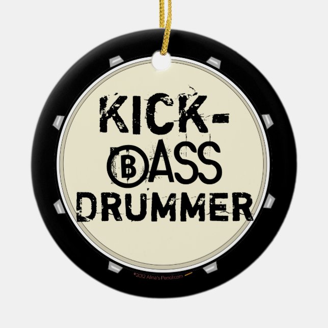 Kick Bass Drummer Funny Bass Drum Ornament (Front)